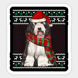 Xmas Bearded Collie Dog Santa Hat Sticker